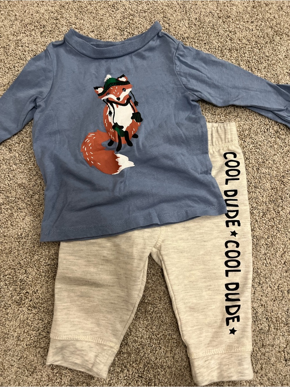 First Impressions Blue Long Sleeve Winter Fox Cool Dude Sweatpants Outfit 3-6M